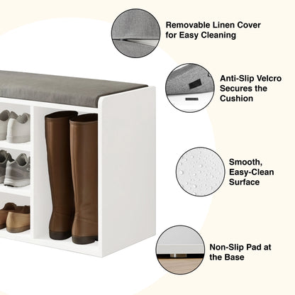 Shoe Storage Bench Cabinet Hallway | Low Shoe Rack With Seat