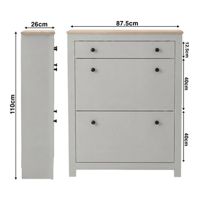 2 Door Shoe Cabinet with Drawer – Slim Hallway Storage Unit