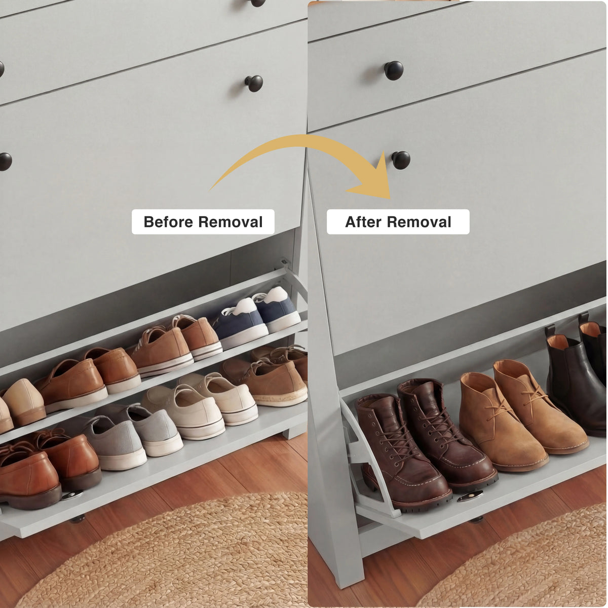 2 Door Shoe Cabinet with Drawer – Slim Hallway Storage Unit