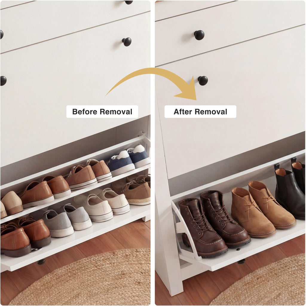 2 Door Shoe Cabinet with Drawer – Slim Hallway Storage Unit