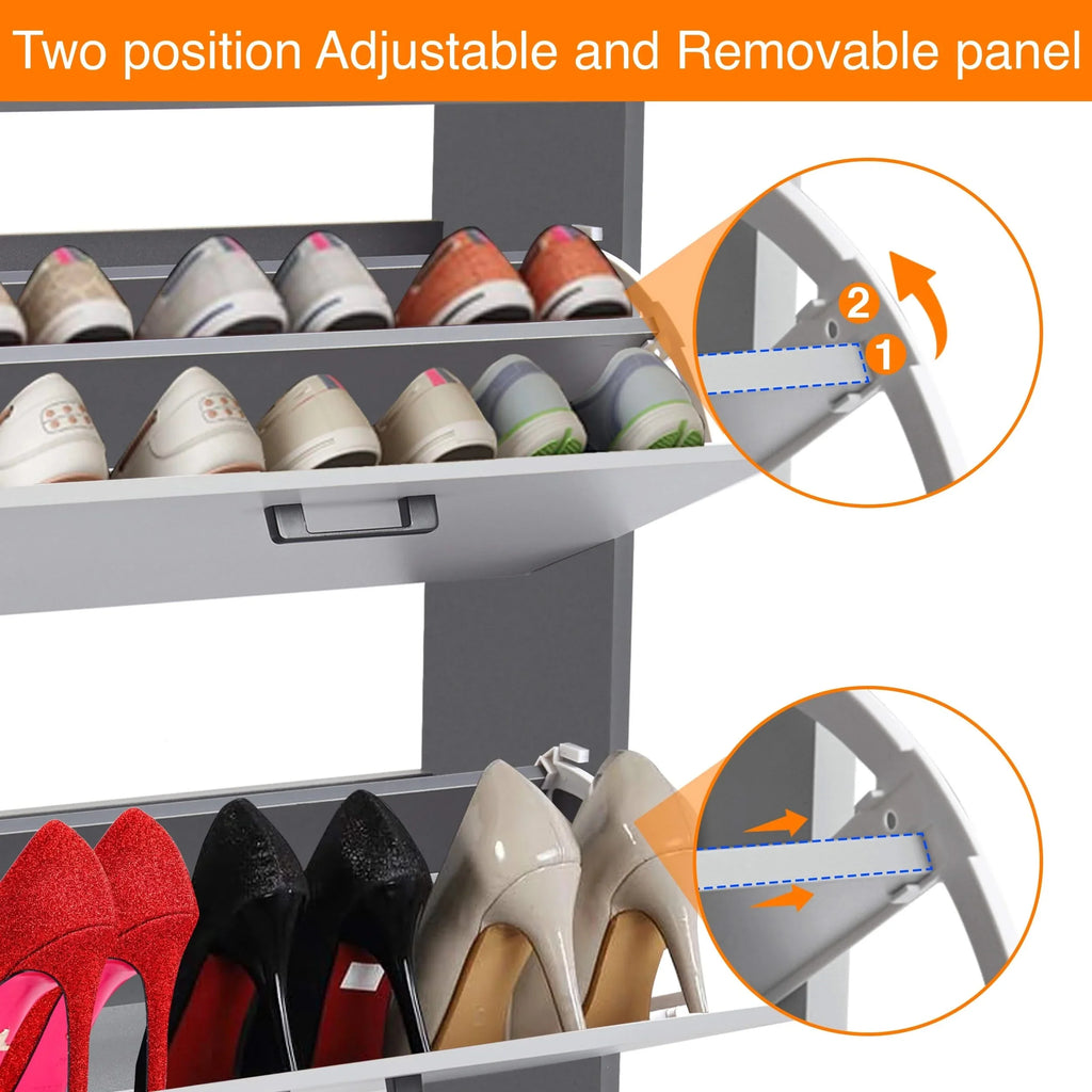 2 Drawer Slim Shoe Storage Cabinet