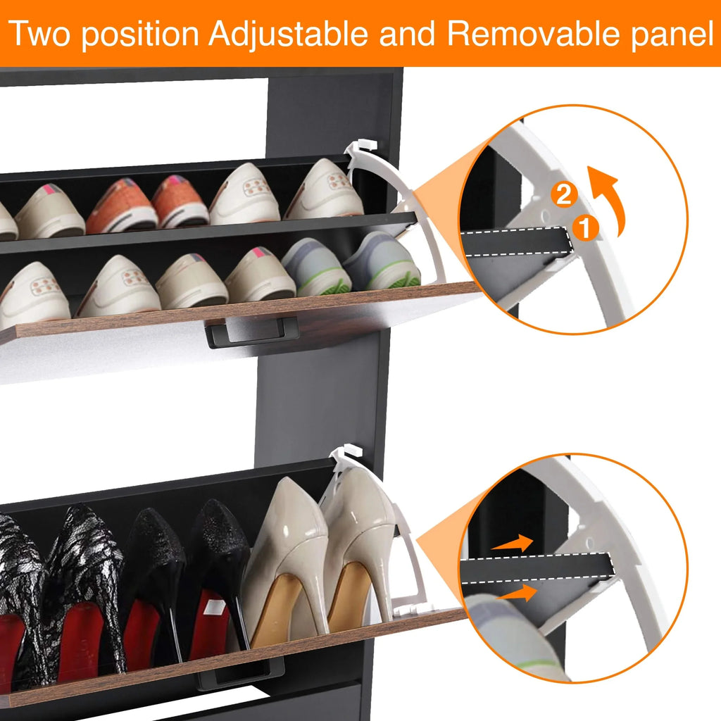 2 Drawer Slim Shoe Storage Cabinet