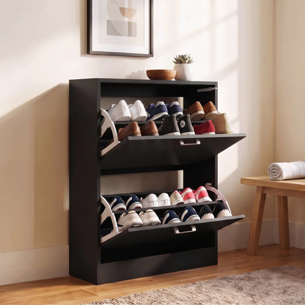 2 Drawer Slim Shoe Storage Cabinet