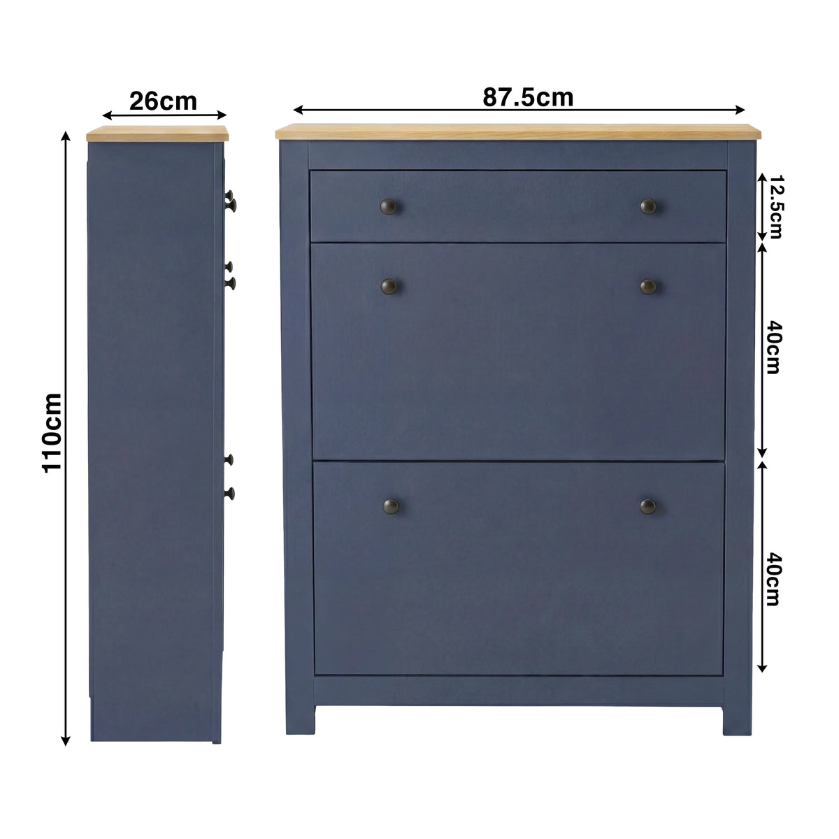 2 Door Shoe Cabinet with Drawer – Slim Hallway Storage Unit