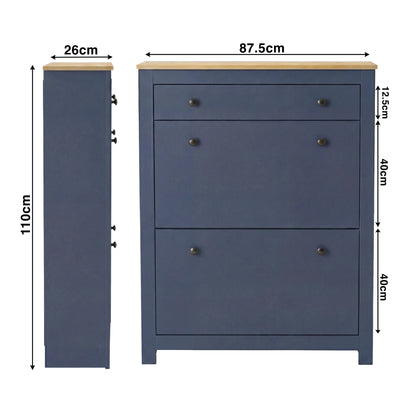 2 Door Shoe Cabinet with Drawer – Slim Hallway Storage Unit