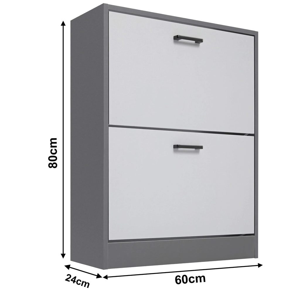 2 Drawer Slim Shoe Storage Cabinet