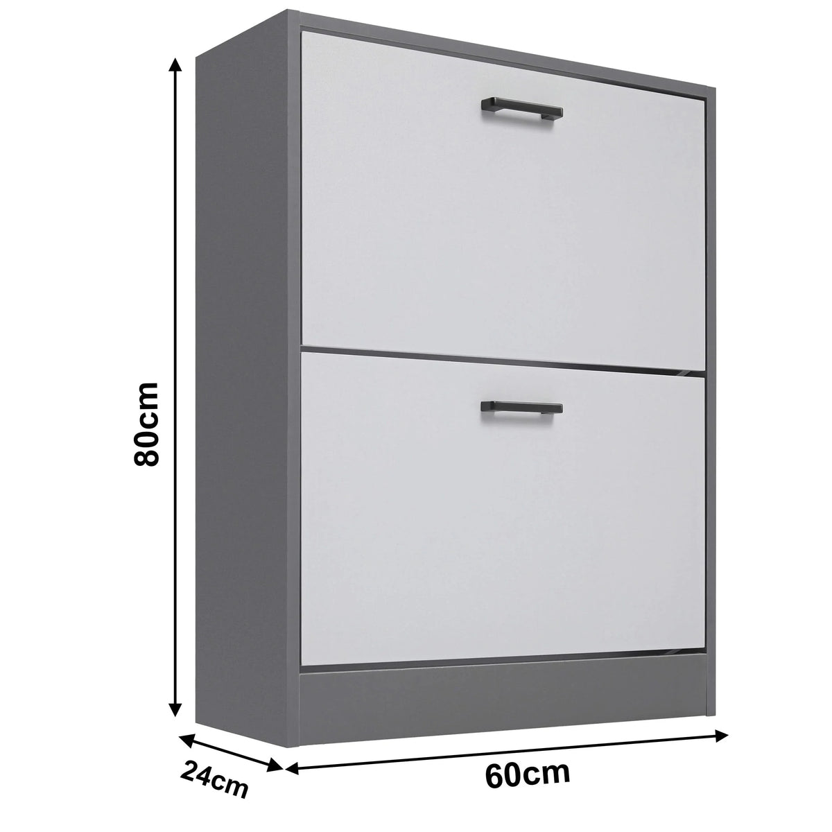 2 Drawer Slim Shoe Storage Cabinet