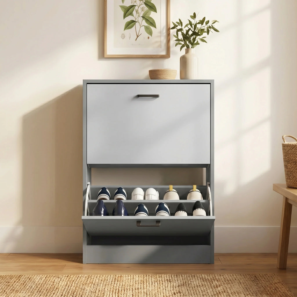 2 Drawer Slim Shoe Storage Cabinet
