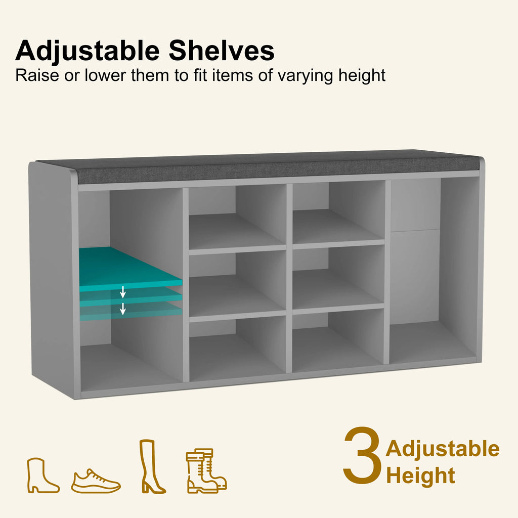 Shoe Storage Bench Cabinet Hallway | Low Shoe Rack With Seat