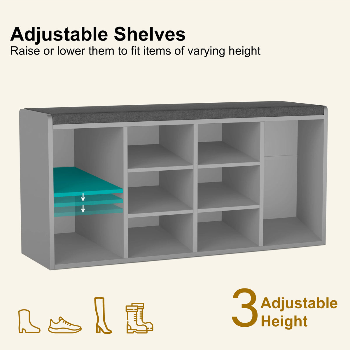 Shoe Storage Bench Cabinet Hallway | Low Shoe Rack With Seat