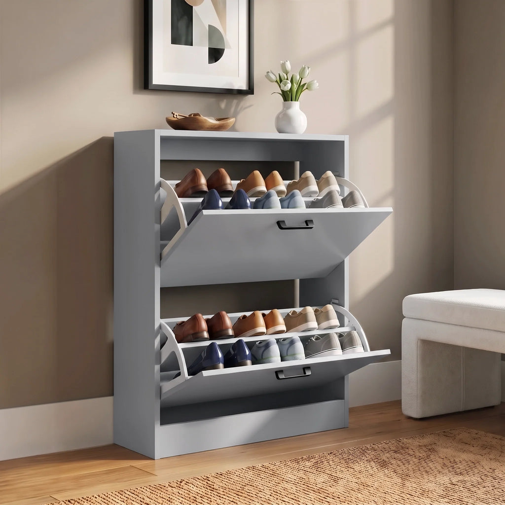 2 Drawer Slim Shoe Storage Cabinet