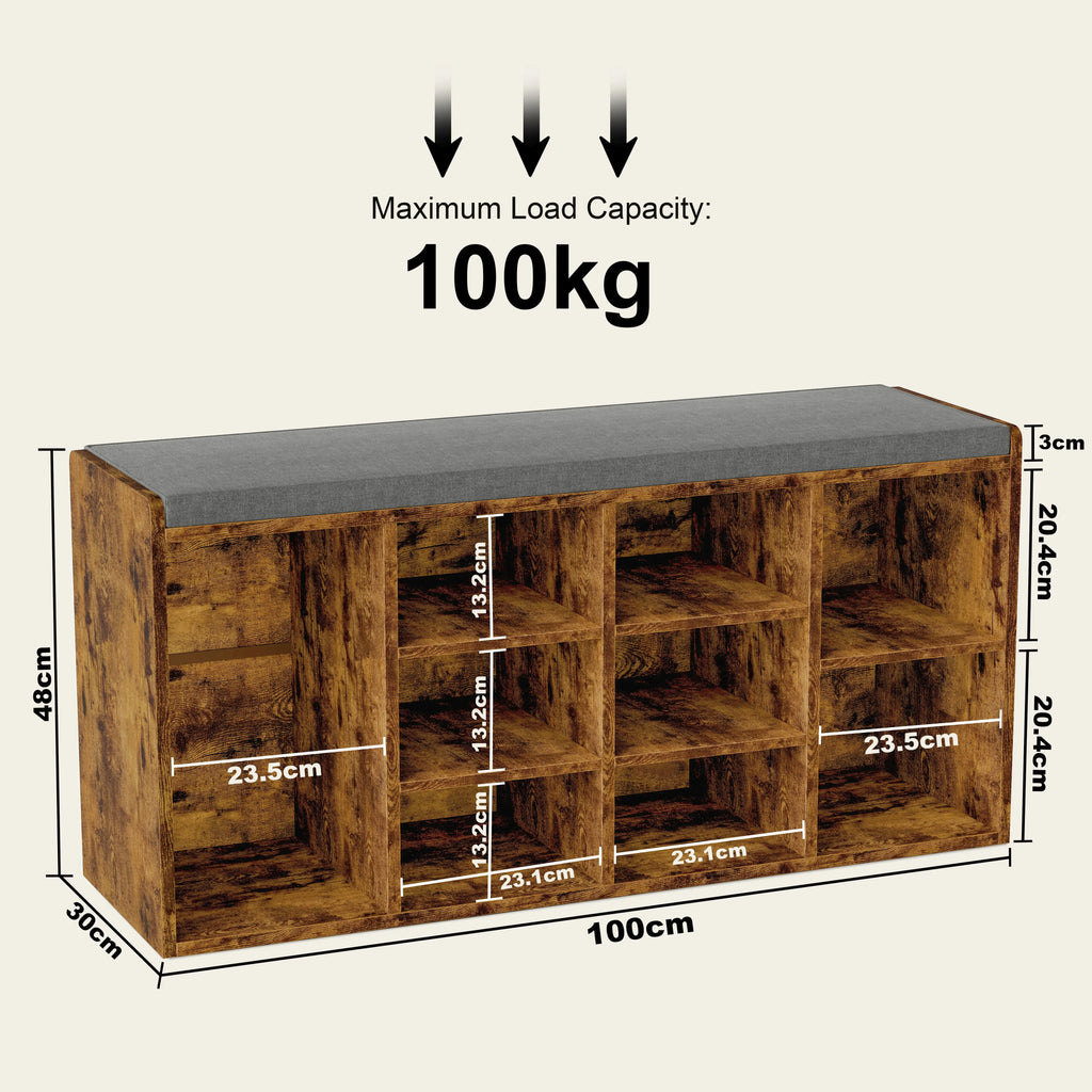 Shoe Storage Bench Cabinet Hallway | Low Shoe Rack With Seat