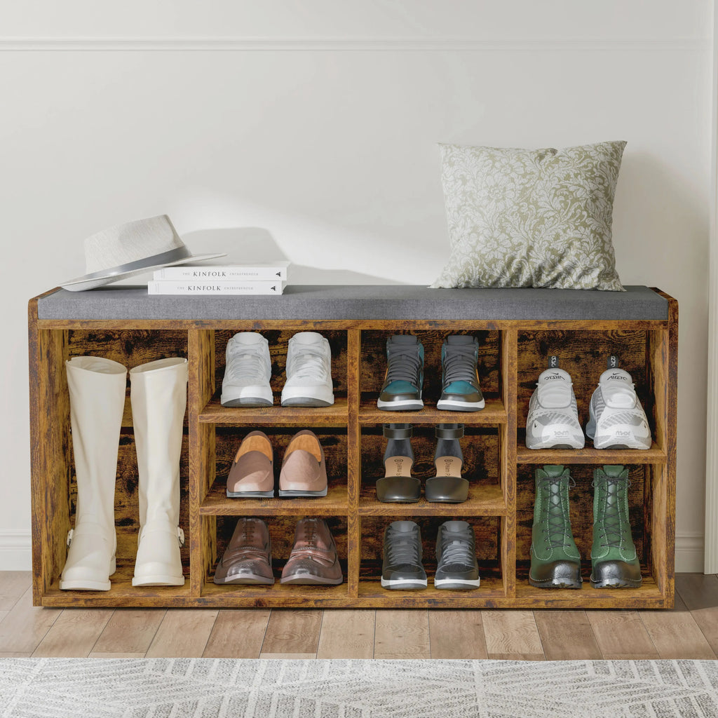 Shoe Storage Bench Cabinet Hallway | Low Shoe Rack With Seat