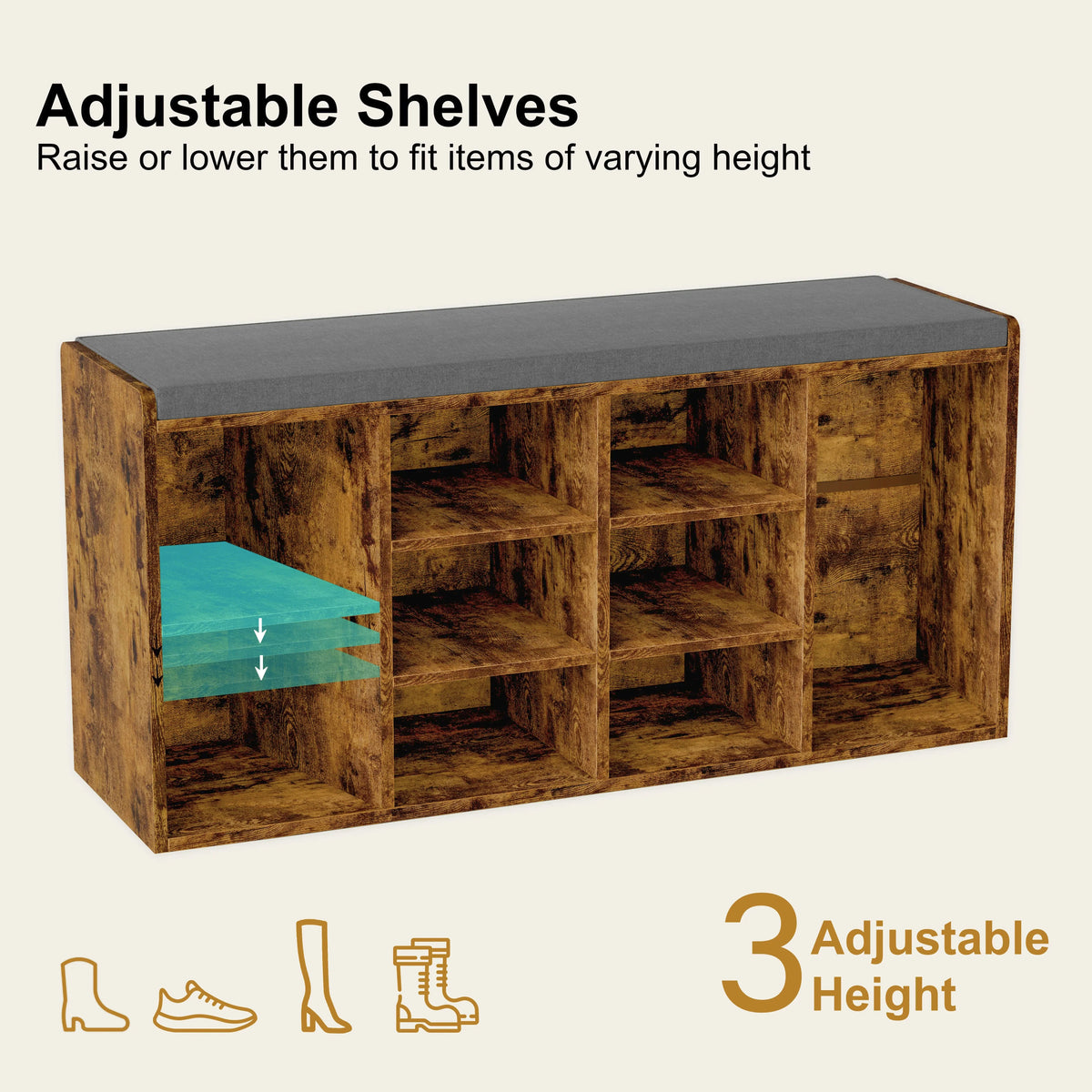 Shoe Storage Bench Cabinet Hallway | Low Shoe Rack With Seat