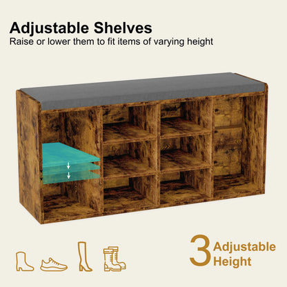 Shoe Storage Bench Cabinet Hallway | Low Shoe Rack With Seat