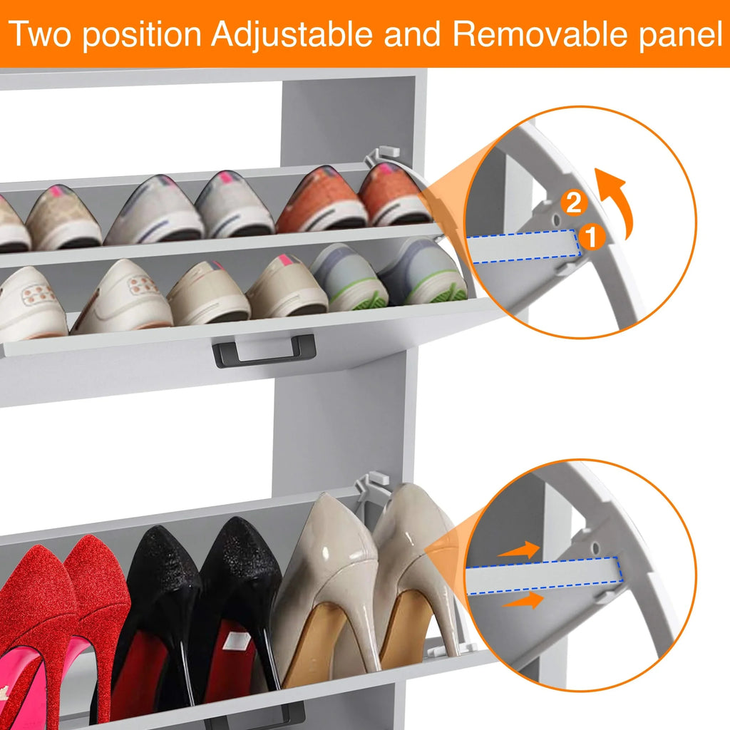 2 Drawer Slim Shoe Storage Cabinet