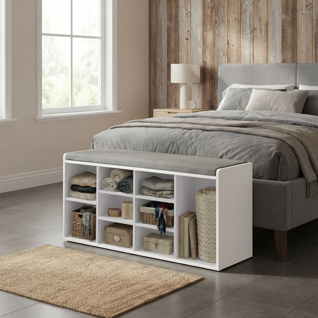 Shoe Storage Bench Cabinet Hallway | Low Shoe Rack With Seat