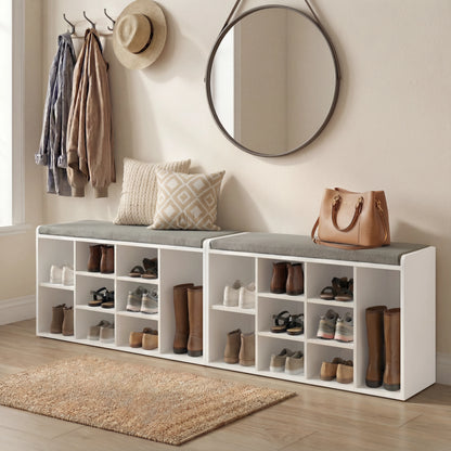 Shoe Storage Bench Cabinet Hallway | Low Shoe Rack With Seat