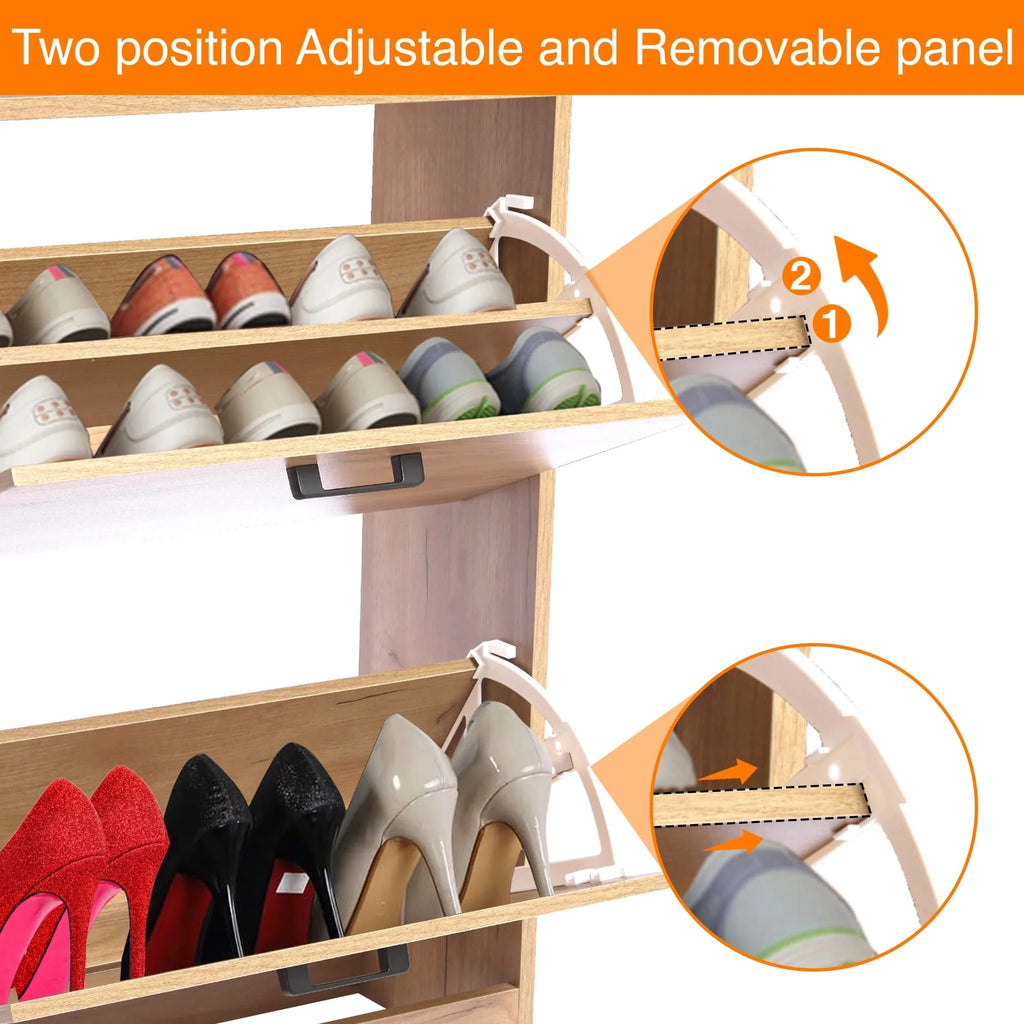 2 Drawer Slim Shoe Storage Cabinet