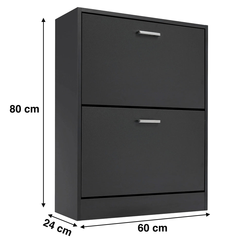 2 Drawer Slim Shoe Storage Cabinet