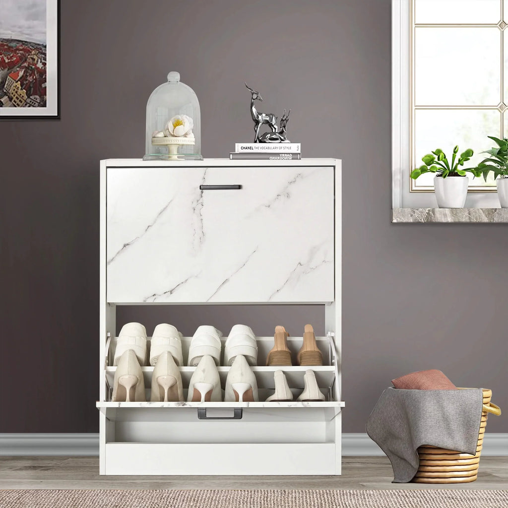 2 Drawer Slim Shoe Storage Cabinet