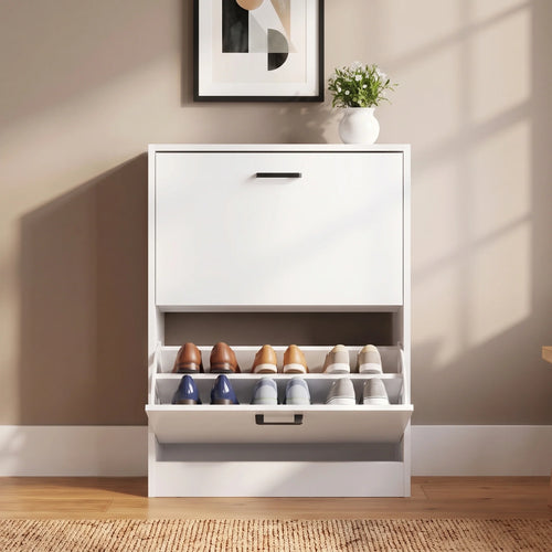 2 Drawer Slim Shoe Storage Cabinet